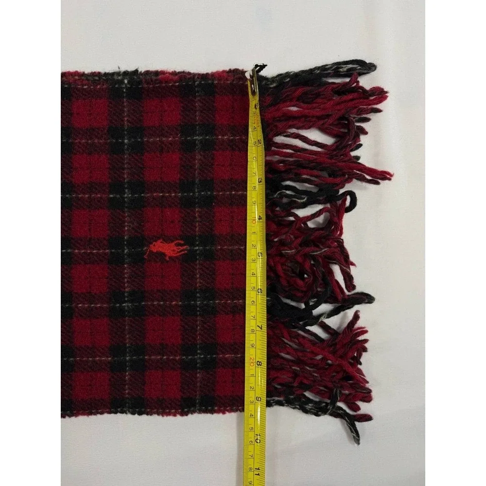 Polo Ralph Lauren 2-Face Lambswool Scarf Made in Italy - Plaid Red